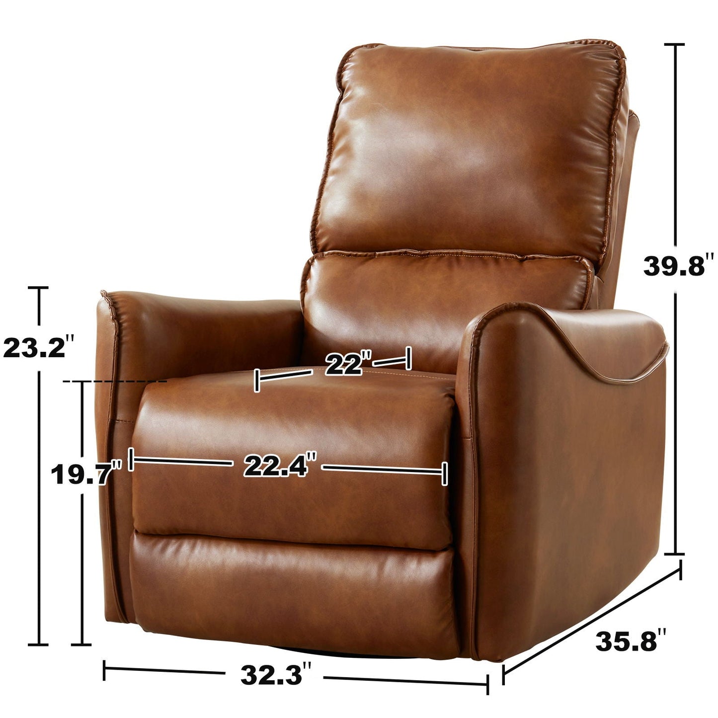 Electric Recliner Chair With Rocker And Swivel Function - Brown Home Essentials