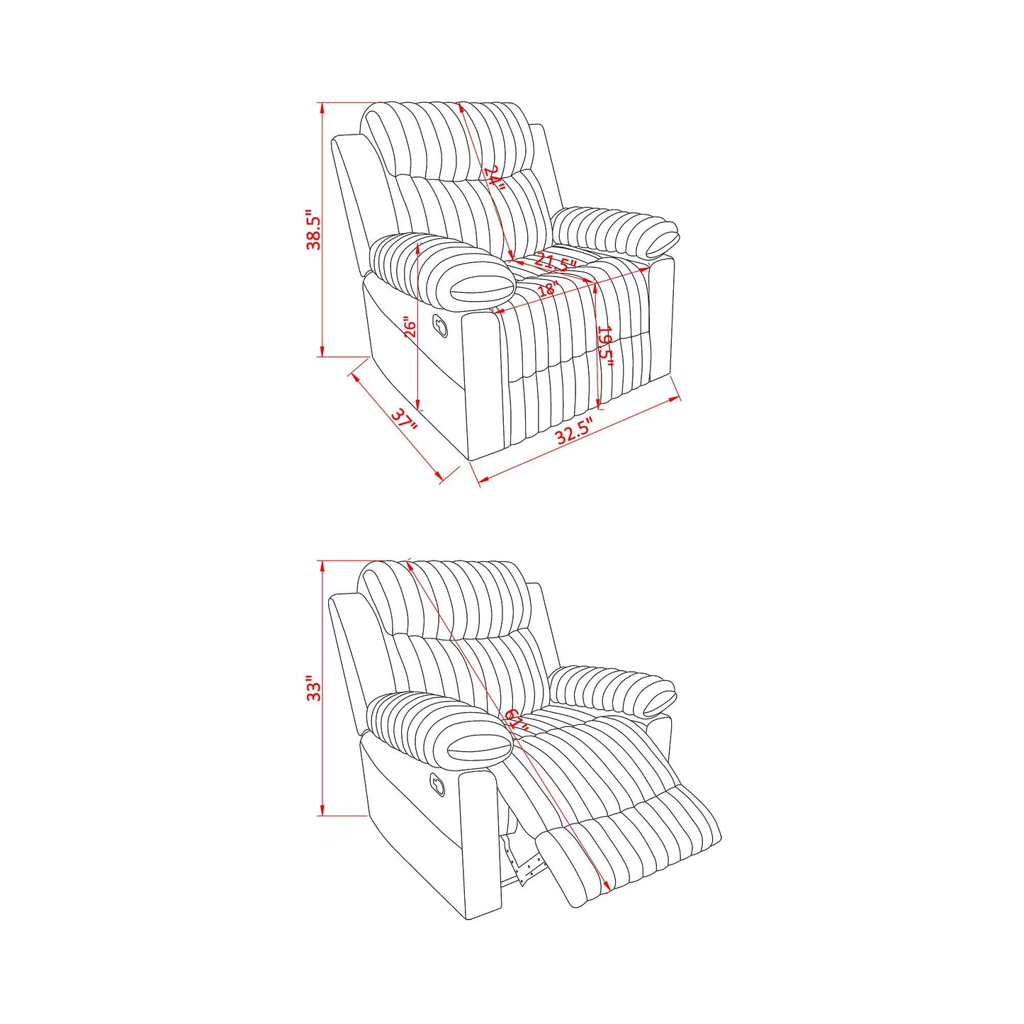 Bruni - Glider Recliner With Manual Recline Global Furniture USA