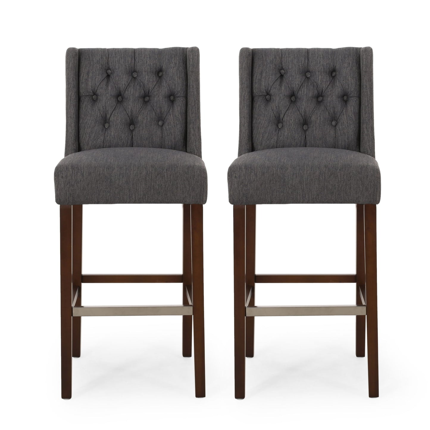 Solstara - Upholstered Dining Barstool With Button Tufted And Wing Back Noble House