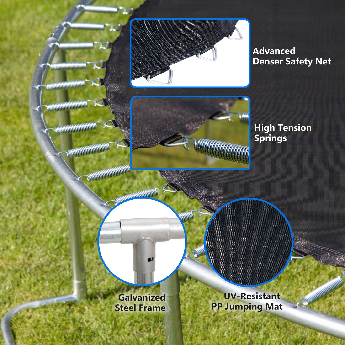 Yc 8Ft Trampoline Outer Net With Soft Basketball Board, Ball And Inflator - Blue Daily Nest