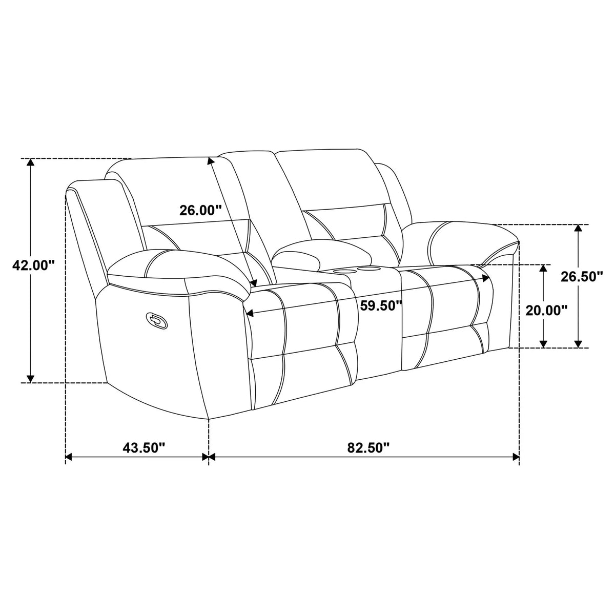 Sebring - Upholstered Manual Reclining Loveseat With Center Storage Console - Gray Furniture Max