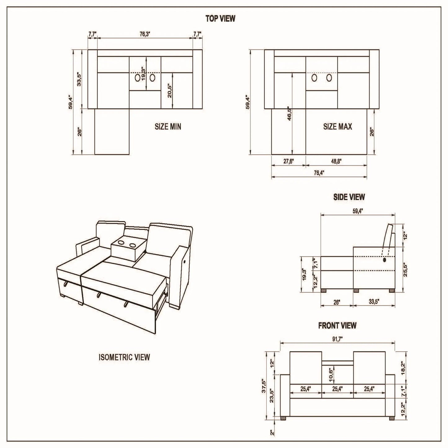 Territory - Pull Out Sofa Bed Global Furniture USA
