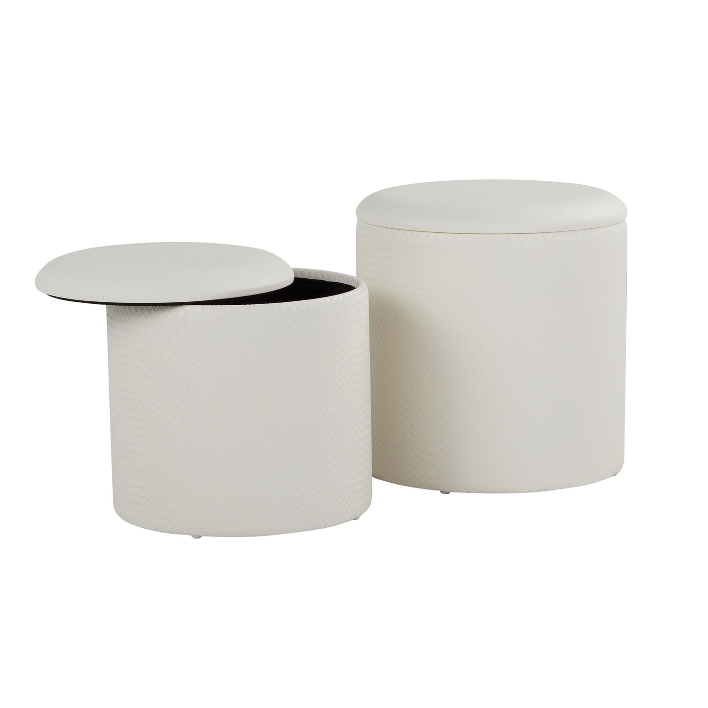 Maverick - Contemporary Nesting Ottoman Set With - Cream Lumi Source