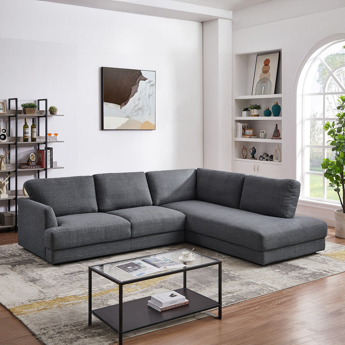 Glander - Cozy Sectional Sofa Right Facing - Gray Ashcroft Furniture