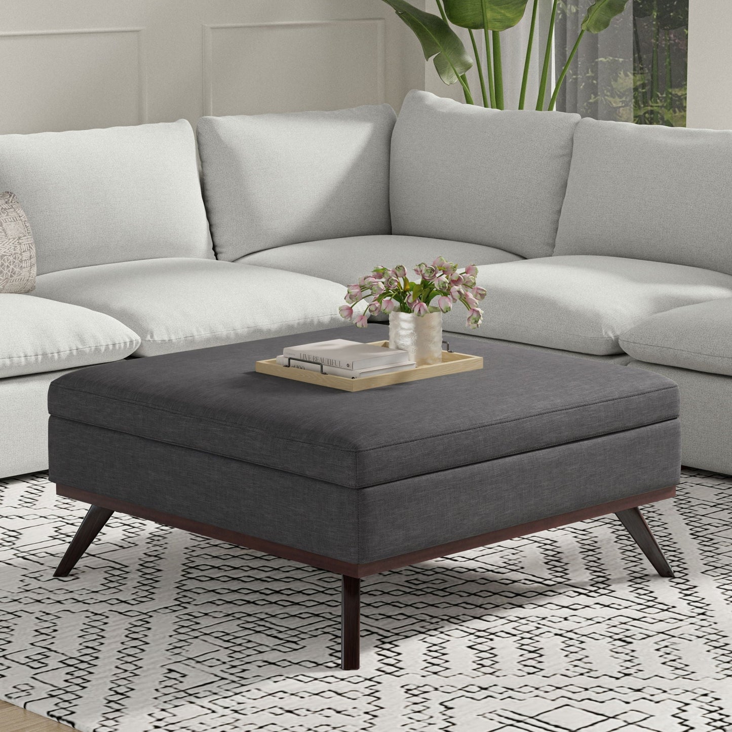 Owen - Multifunctional Square Coffee Table Storage Ottoman Simpli-Home