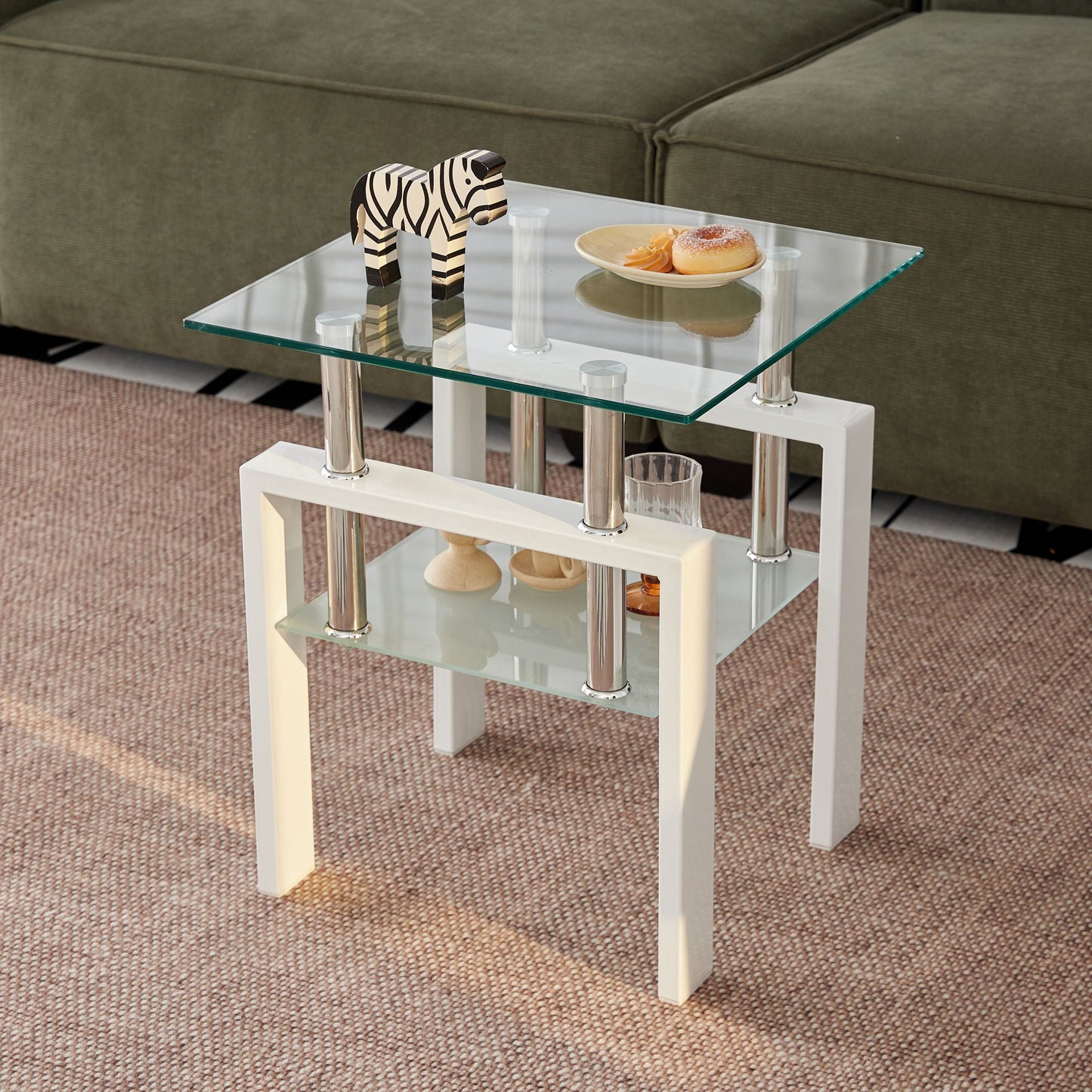 Tempered Glass Table With Storage Home Essentials