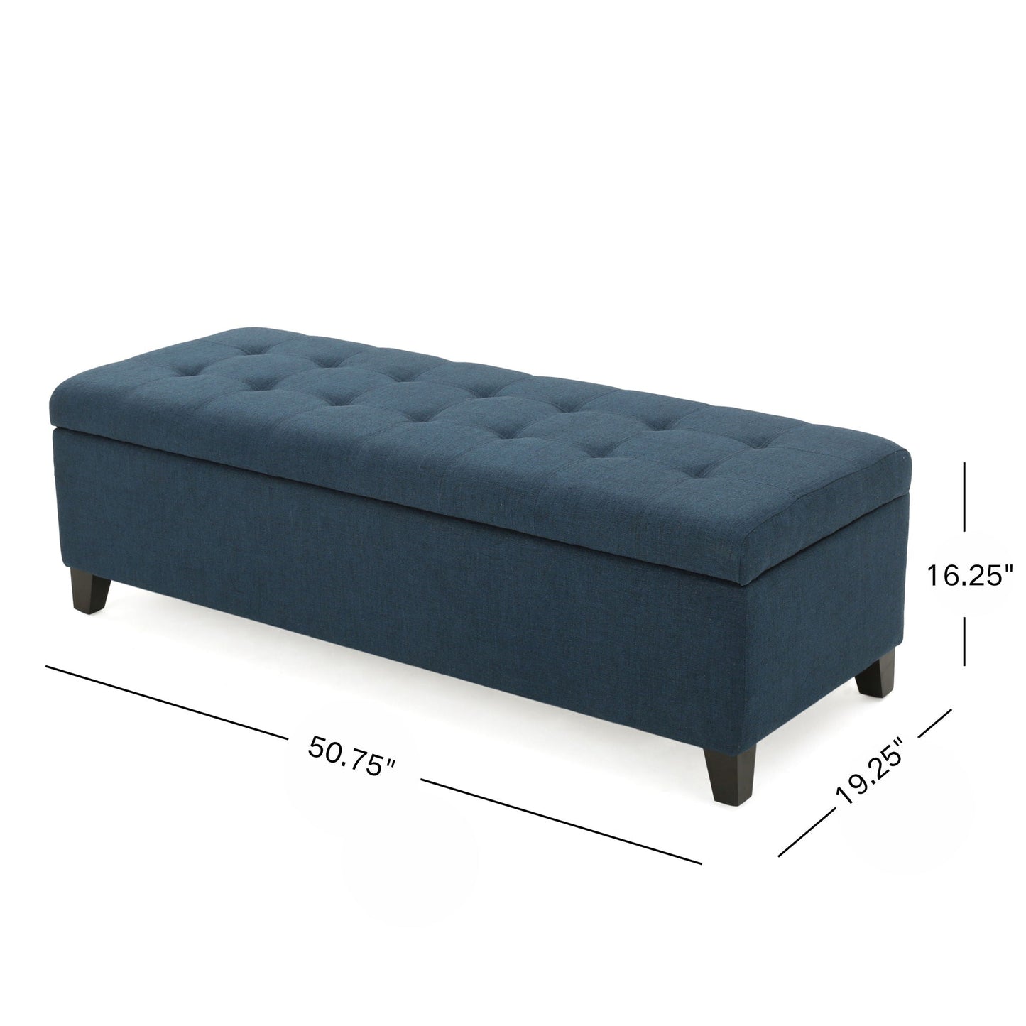 Nebulous - Fabric Upholstered Ottoman With Storage And Diamond Tufted Seat - Navy Blue Noble House