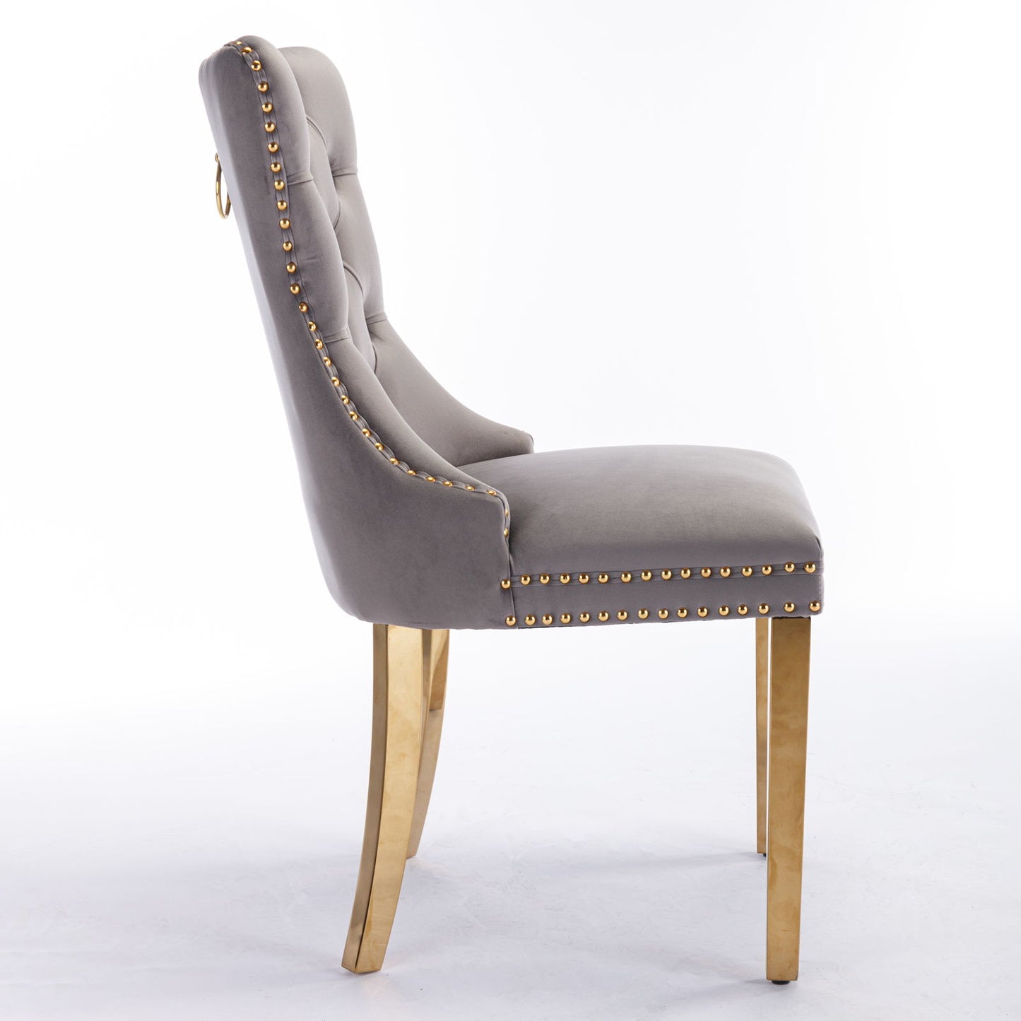 Nikki - Modern, High-End Tufted Solid Wood Contemporary Velvet Upholstered Dining Chair With Golden Stainless Steel Plating Legs, Nailhead Trim (Set of 2) Home Essentials