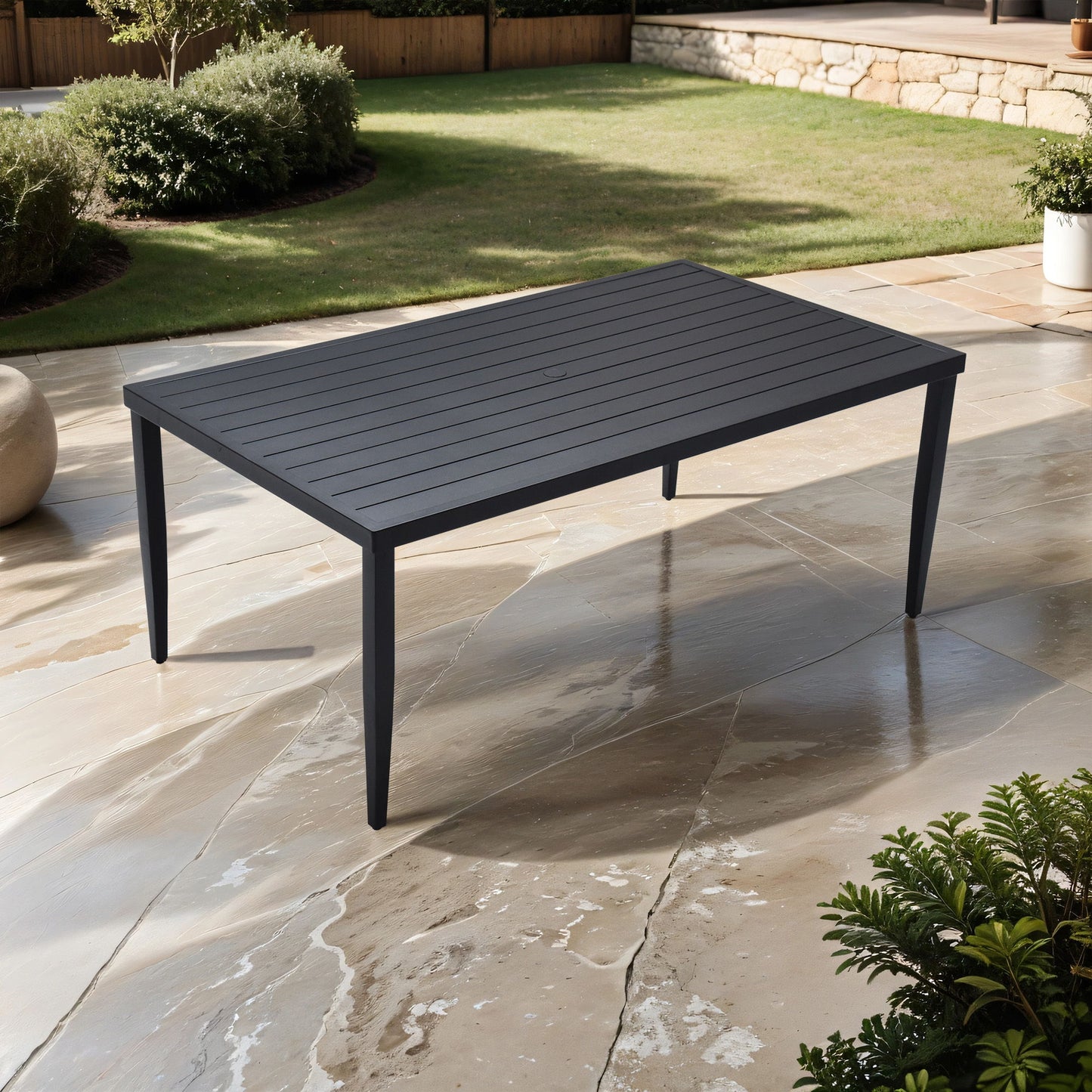 Outdoor Patio Dining Table With Tapered Feet & Umbrella Hole Life Outside