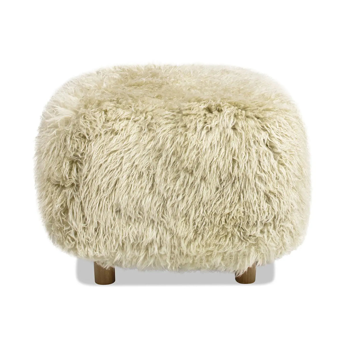 Enchante - New Zealand Sheepskin Rectangular Accent Ottoman - Taupe / Natural Jennifer Taylor Home