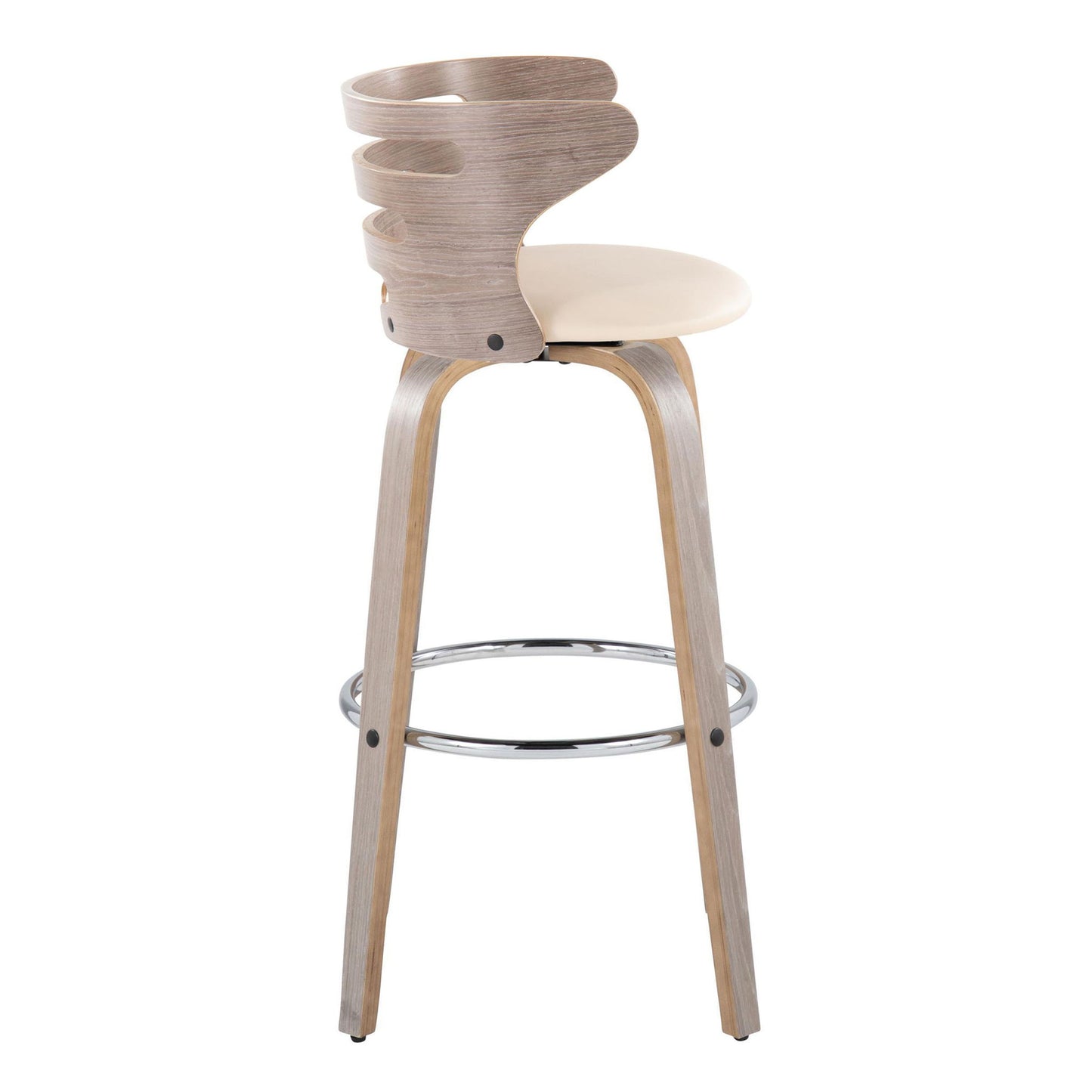 Cosini - Mid Century Modern Fixed Height, Barstool With Swivel With Round Footrest (Set of 2) Lumi Source