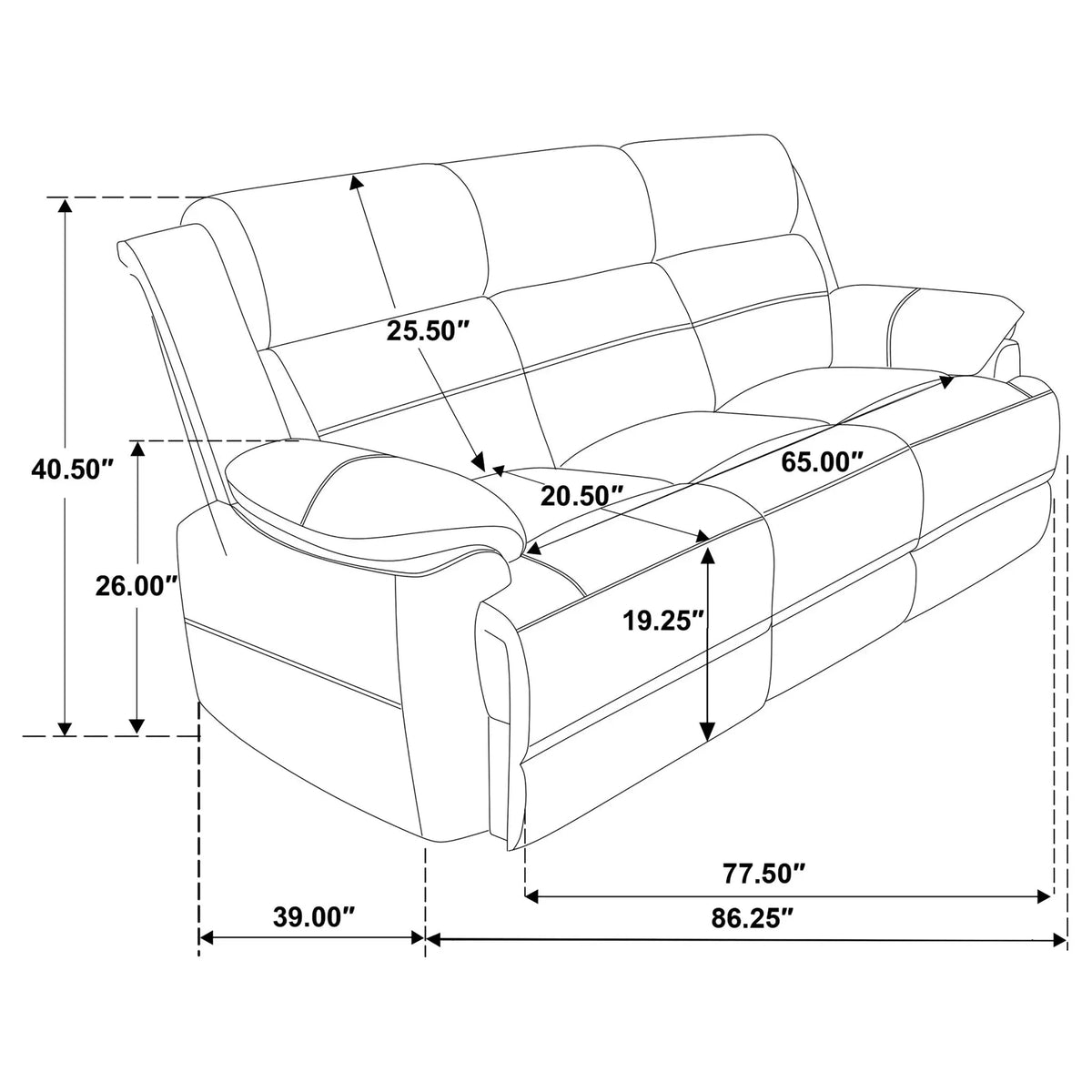 Worthington - Padded Arm Sofa - Dark Brown Furniture Max