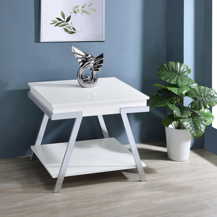Marcia - Rectangular Side End Table - White High Gloss Coaster Fine Furniture