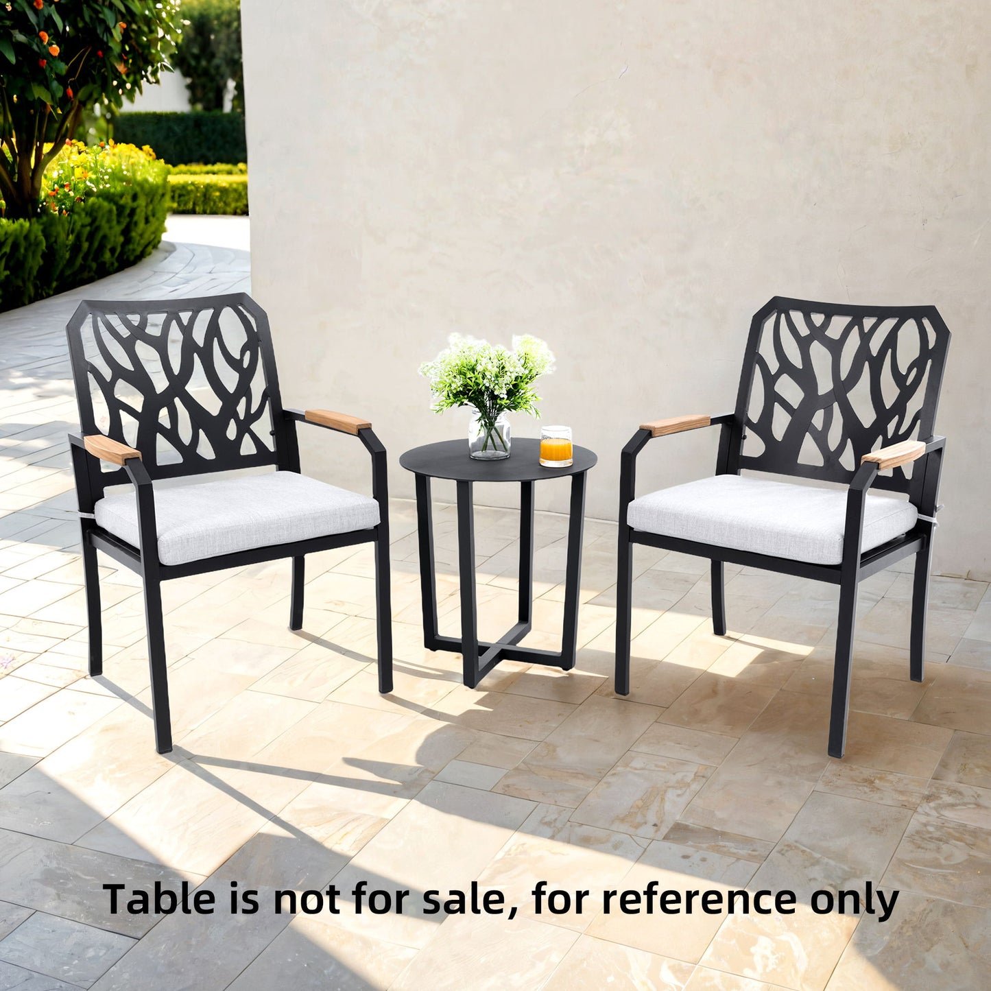 Outdoor Patio Stationary Dining Chairs With Outdoor Grade Sunbrella Cushions, Branch Like Backrest (Set of 2) - Bourbon Brown Life Outside