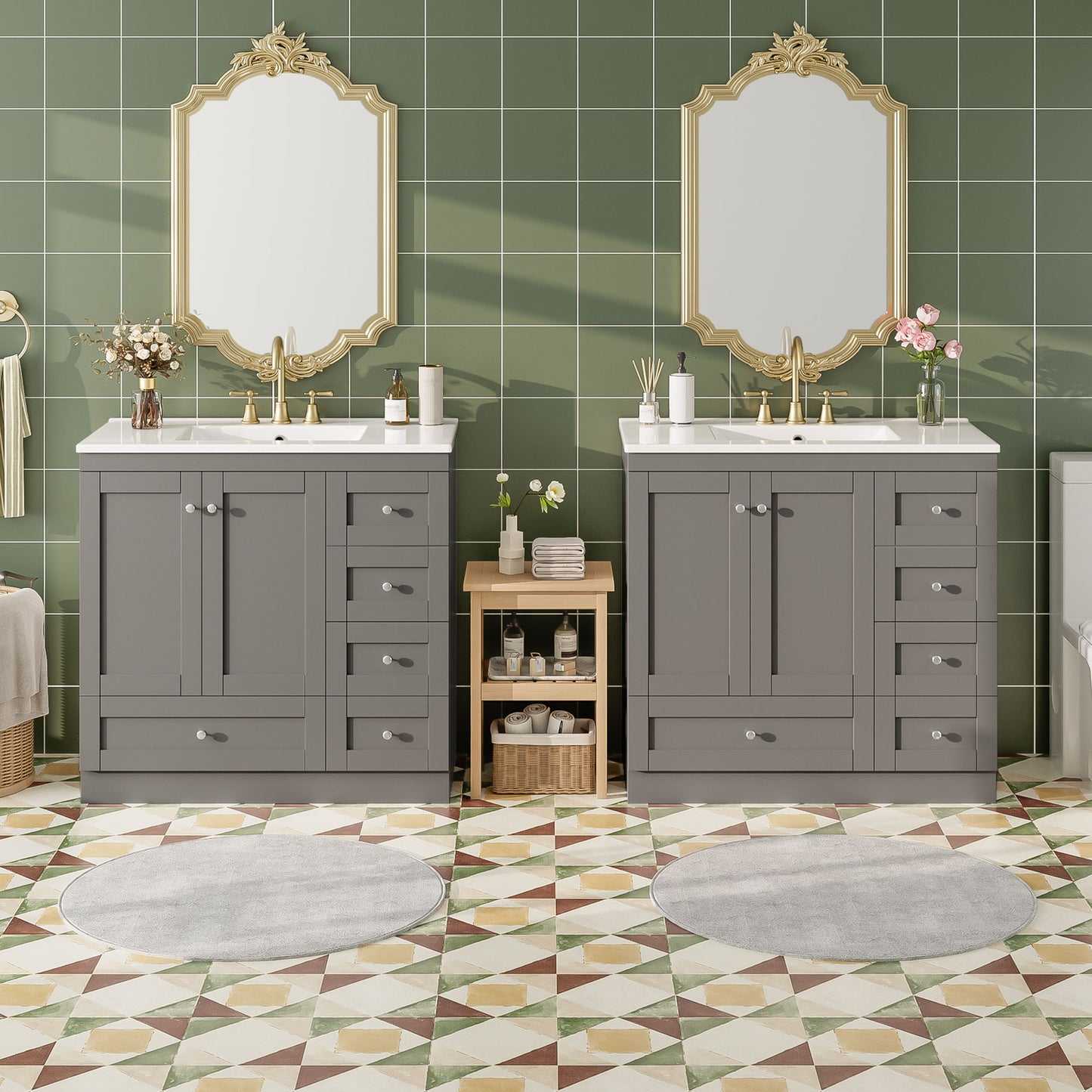 Shaker Free Standing Bathroom Vanity Cabinet With Sink, Soft Close Drawers, Soft Close Doors Hearth and Haven