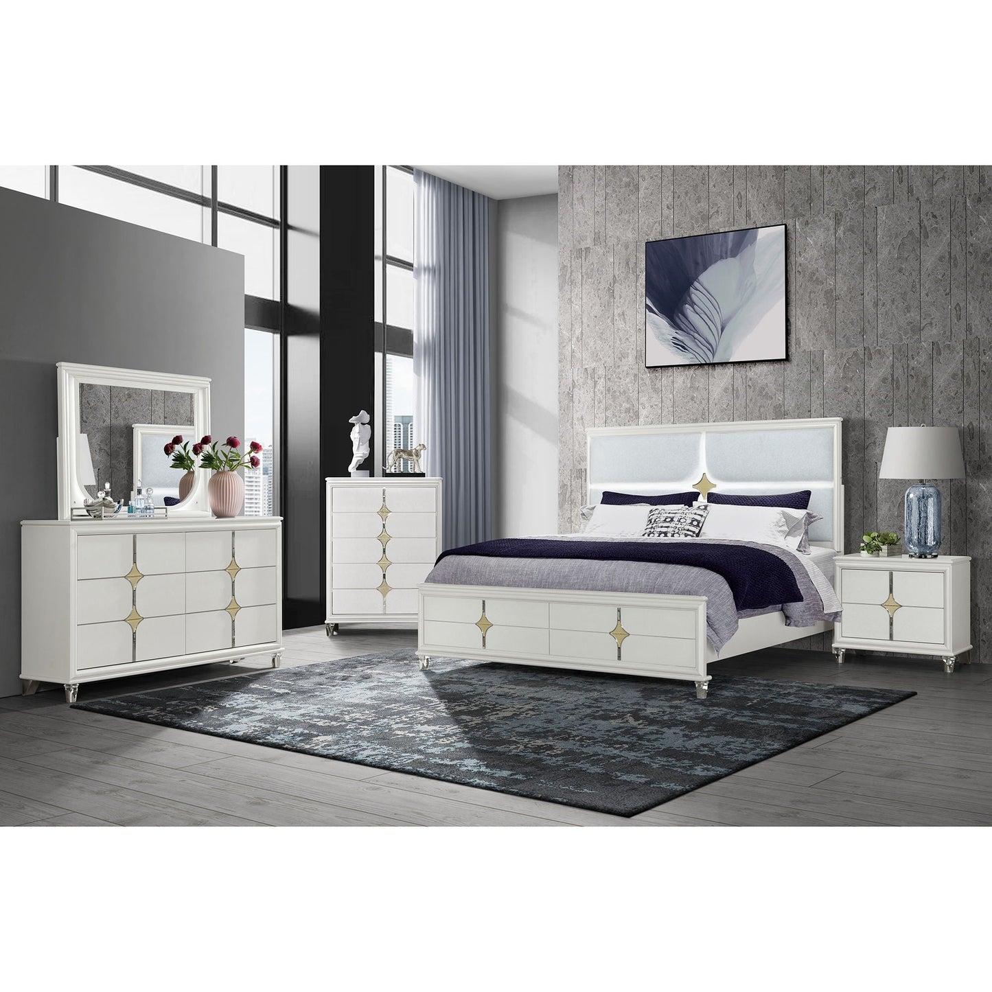 Uriuni - Bed With LED Lights Global Furniture USA