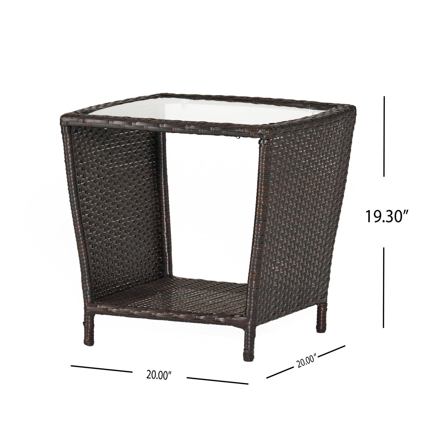 Trenton - Outdoor Side Table With Glass Top - Brown Rattan Noble House