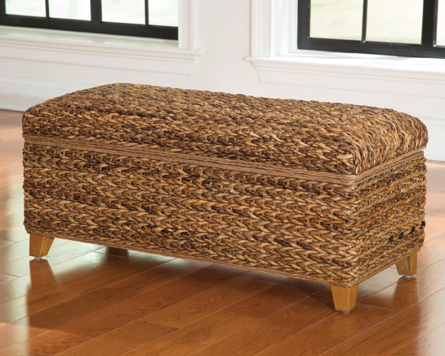 Laughton - Hand - Woven Banana Leaf Storage Trunk - Amber CoasterEssence