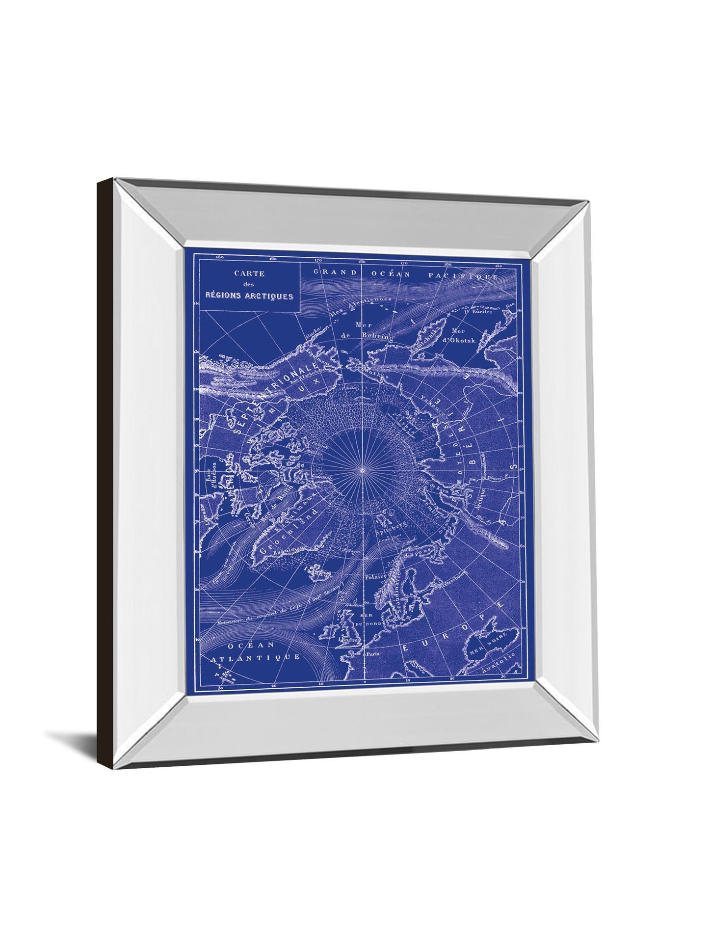 Arctic Map By The Vintage Collection - Mirror Framed Print Wall Art - Blue - Snoozhouse