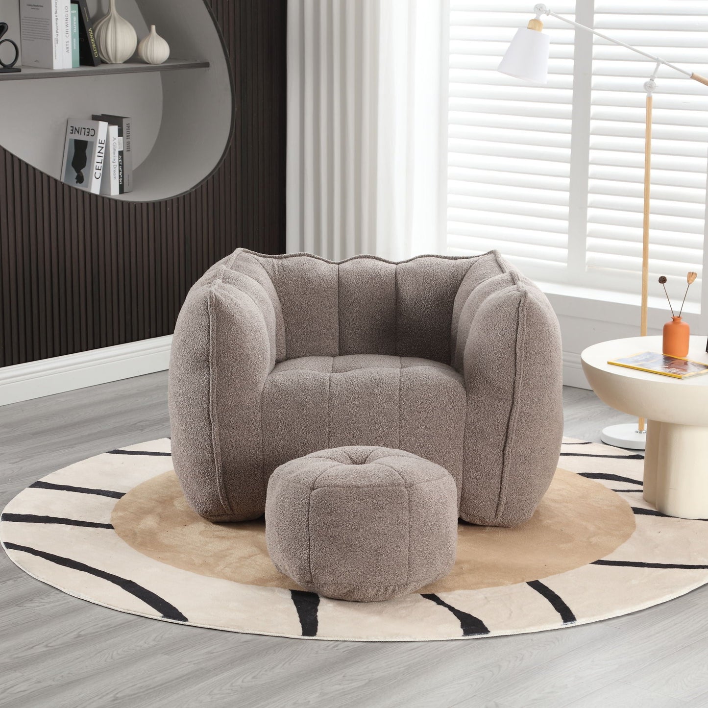 Soft Chenille Bean Bag Chair With High Resilient Foam Home Essentials