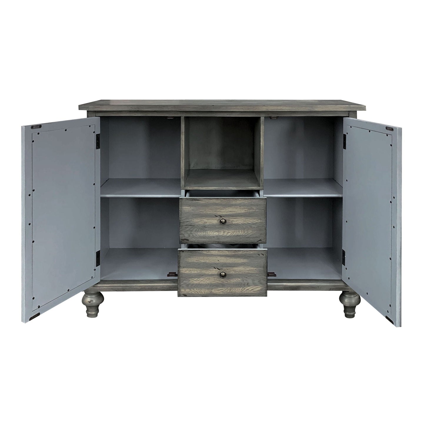 Velika - Weathered Console Table With 1 Open Compartment Storage - Gray Acme