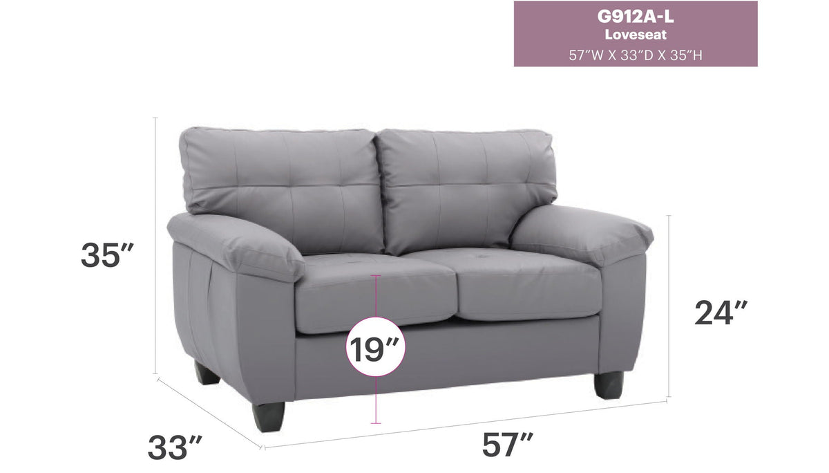 Loveseat With Padded Arms - Gray Glory Furniture