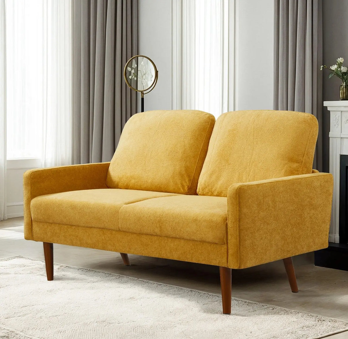 Loveseat Sofa, European Style With Sleek Design, Modern & Vintage Flair, Upholstered 2 Seater Couch US Pride