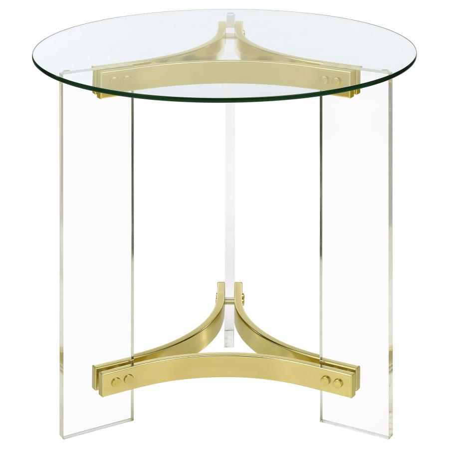 Janessa - Round Glass Top Acrylic Leg Table Coaster Fine Furniture