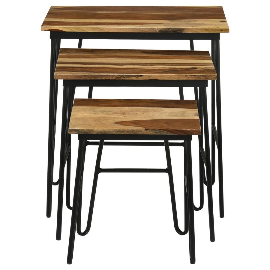 Nayeli - 3 Piece Solid Sheesham Wood Nesting Tables - Natural CoasterElevations