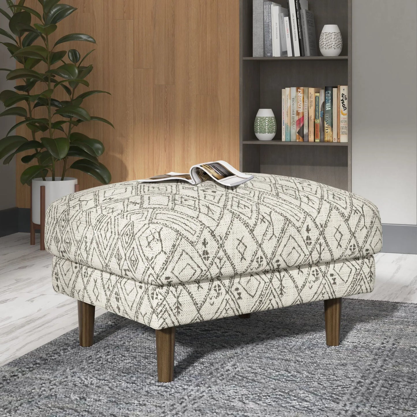 Jurie - Abstract Ottoman - Black Emerald Home