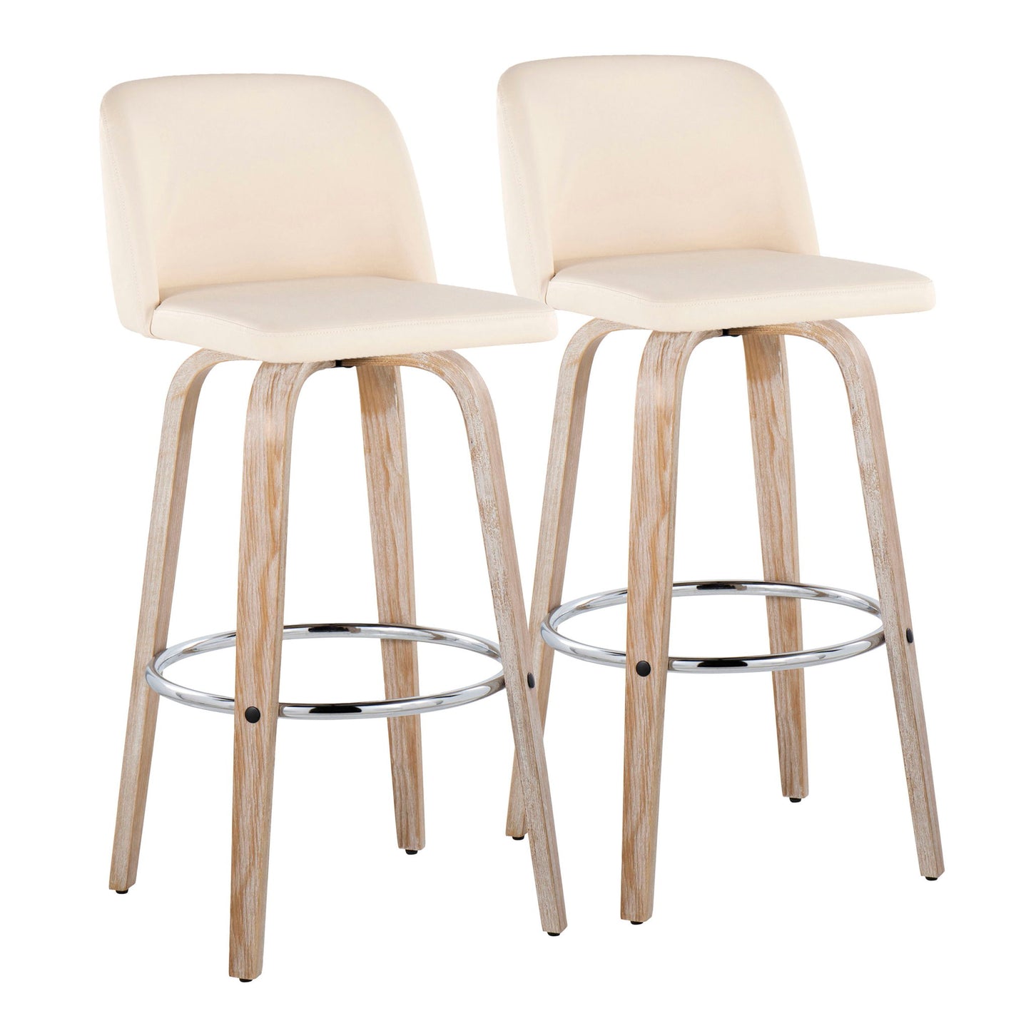 Toriano - Contemporary Fixed Height Barstool With Swivel & Round Footrest (Set of 2) Lumi Source