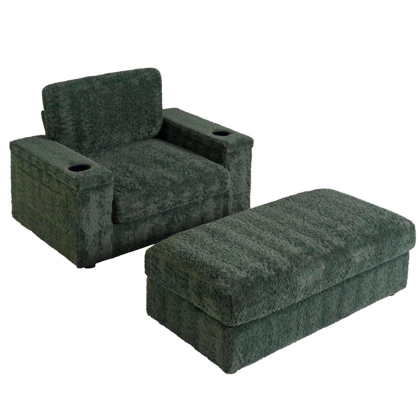Oversized Chaise Lounge Indoor Rabbit Fur Sofa Bed With Storage Ottoman And Armrests Cup Holders With Deep Seat Luxe & Co.