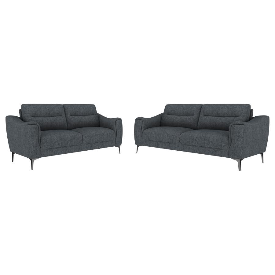 Nolan - 2 Piece Upholstered Sofa Set - Charcoal Coaster Fine Furniture