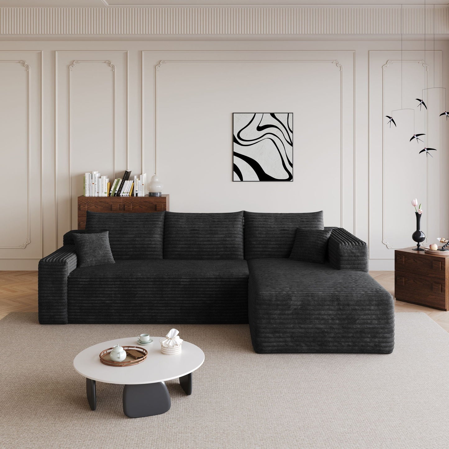 Cloud Sectional Sofa, Comfort U-Shaped Sofa For Living Room - Black Home Essentials