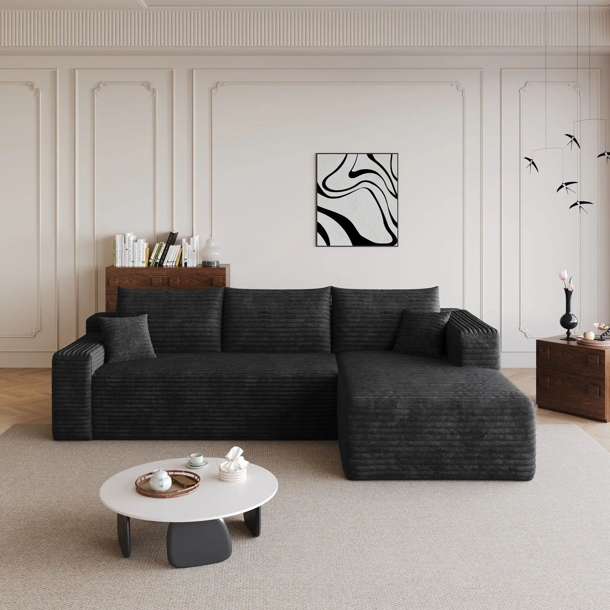 Cloud Sectional Sofa, Comfort U-Shaped Sofa For Living Room - Black Home Essentials