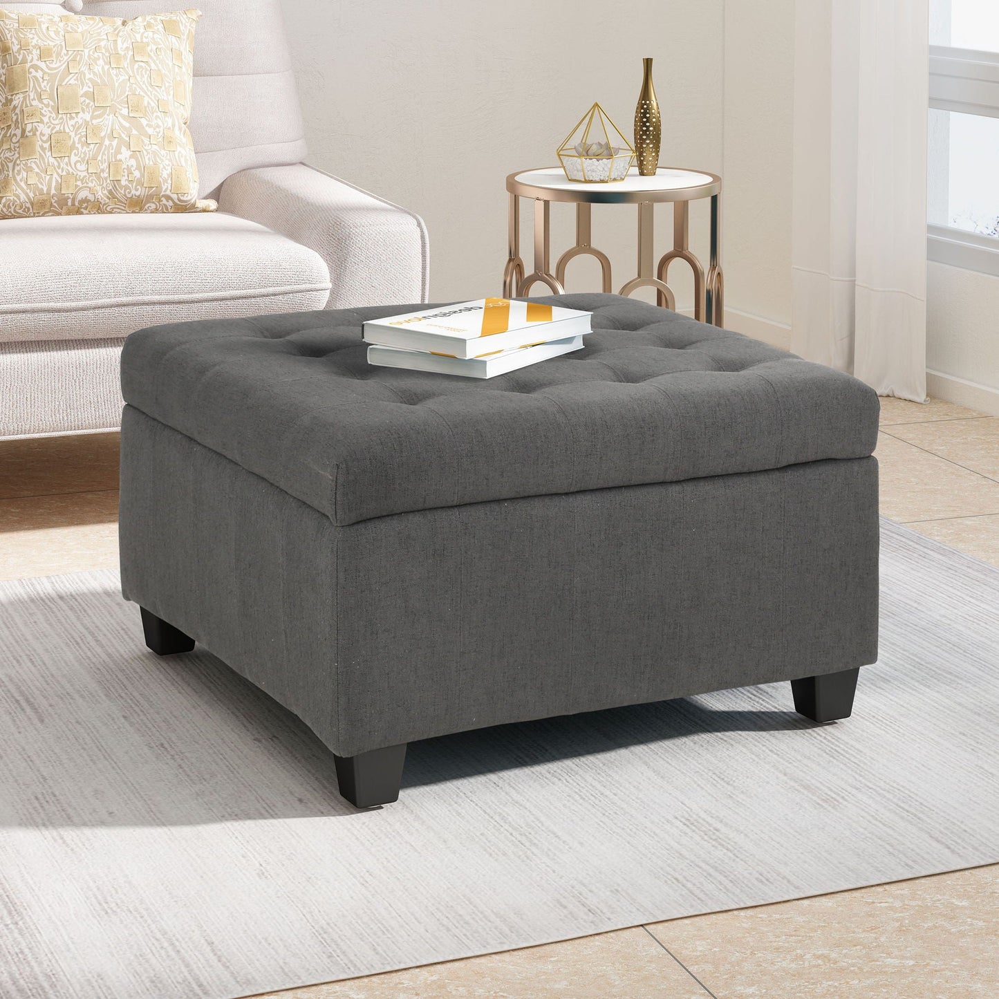 Isabella - Contemporary Ottoman With Storage Noble House