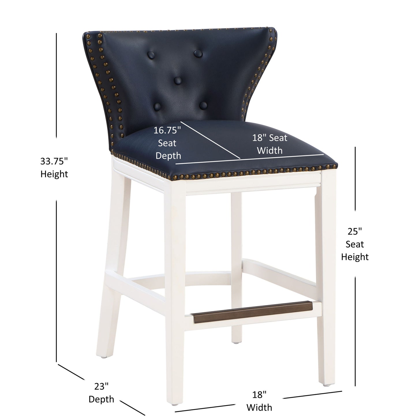 Macon - Counter Stool With Accents - Dark Blue Home Essentials