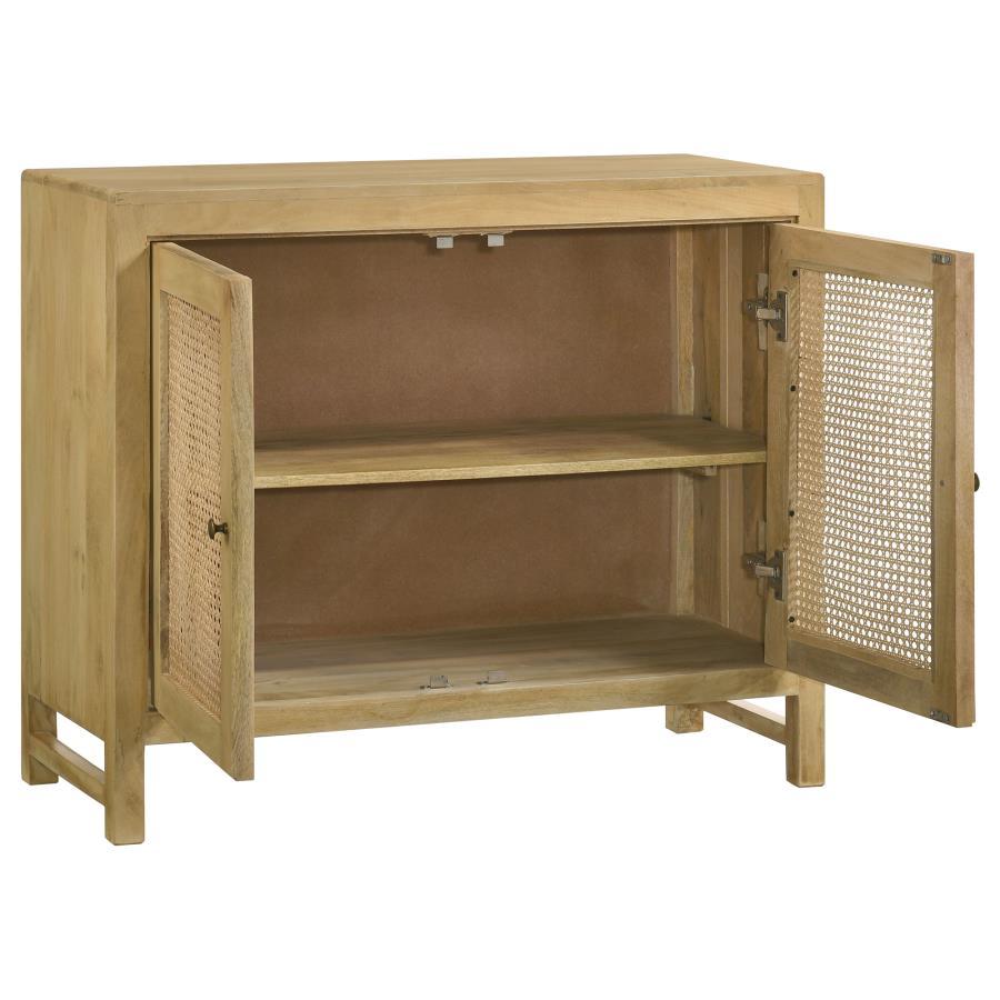 Zamora - Wood Accent Cabinet With Woven Cane CoasterEssence