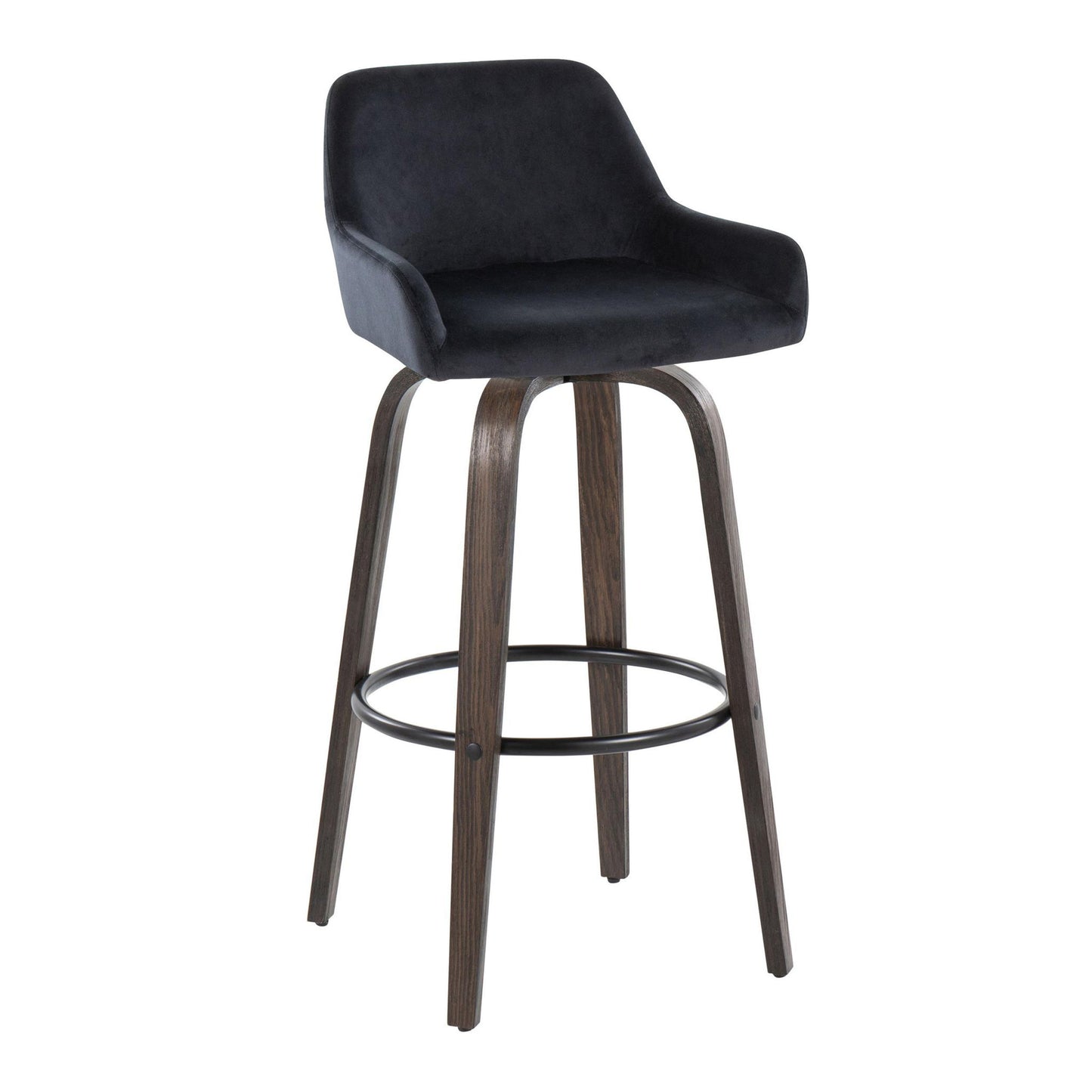 Daniella - Contemporary Fixed Height, Barstool With Swivel With Round Footrest (Set of 2) Lumi Source