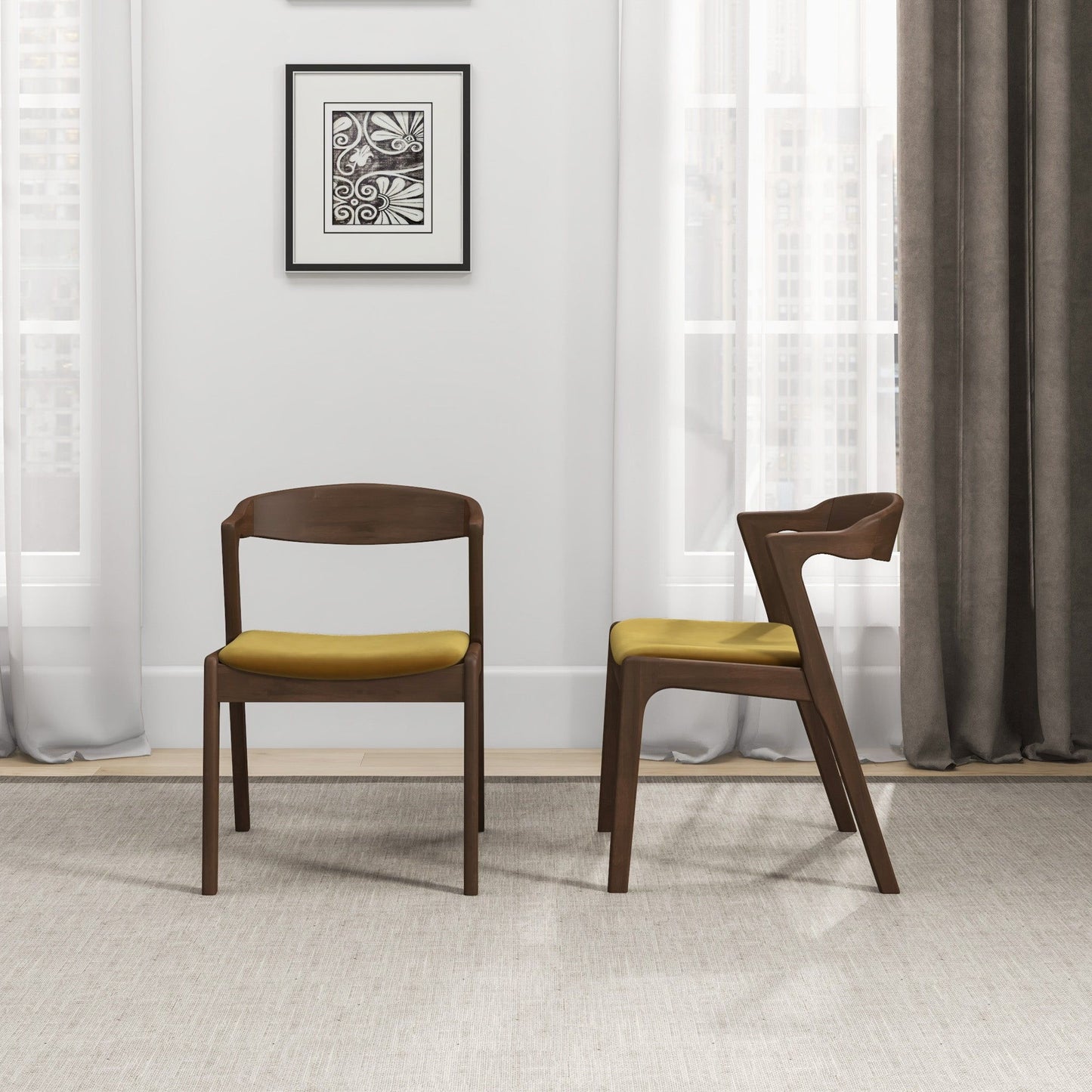 Dakota - Mid-Century Modern Velvet Dining Chair (Set of 2) Ashcroft Furniture