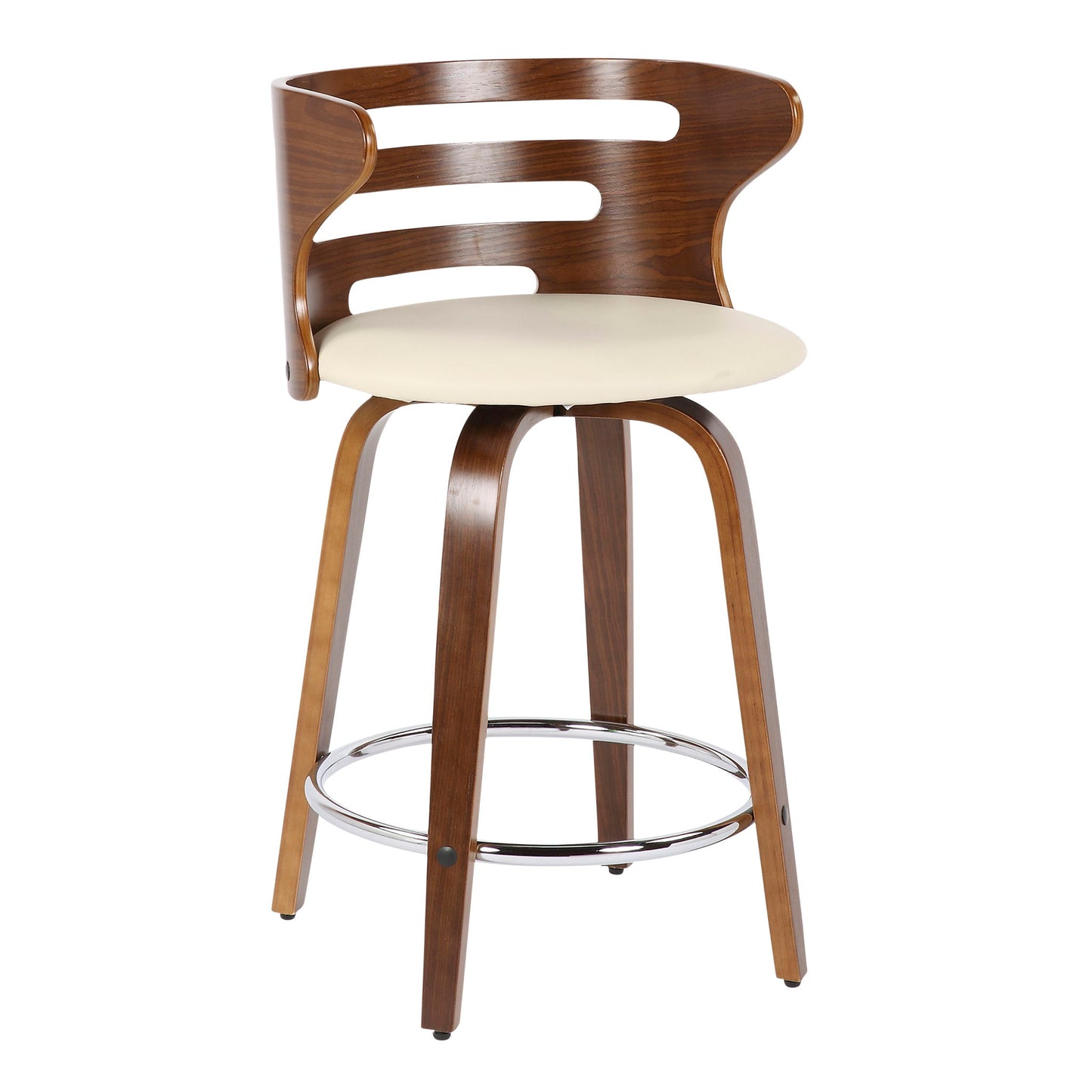 Cosini - Mid Century Modern Fixed Height Counter Stool With Footrest With Swivel (Set of 2) Lumi Source