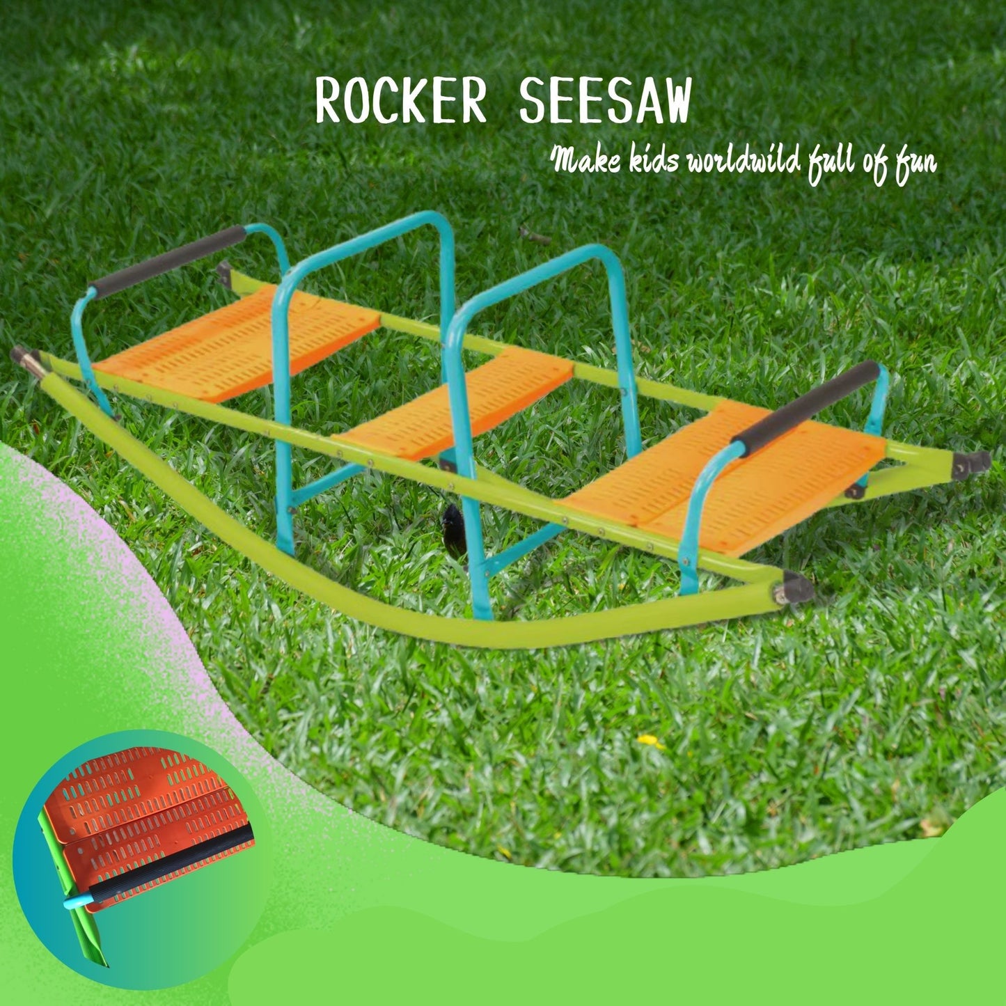 Xss008 High Quality Kids Seesaw Plastic Seat Playground Equipment Cute Baby Plastic Rocker Outdoor Children Steel Tube For Kids Age 3+ - Green / Blue Daily Nest