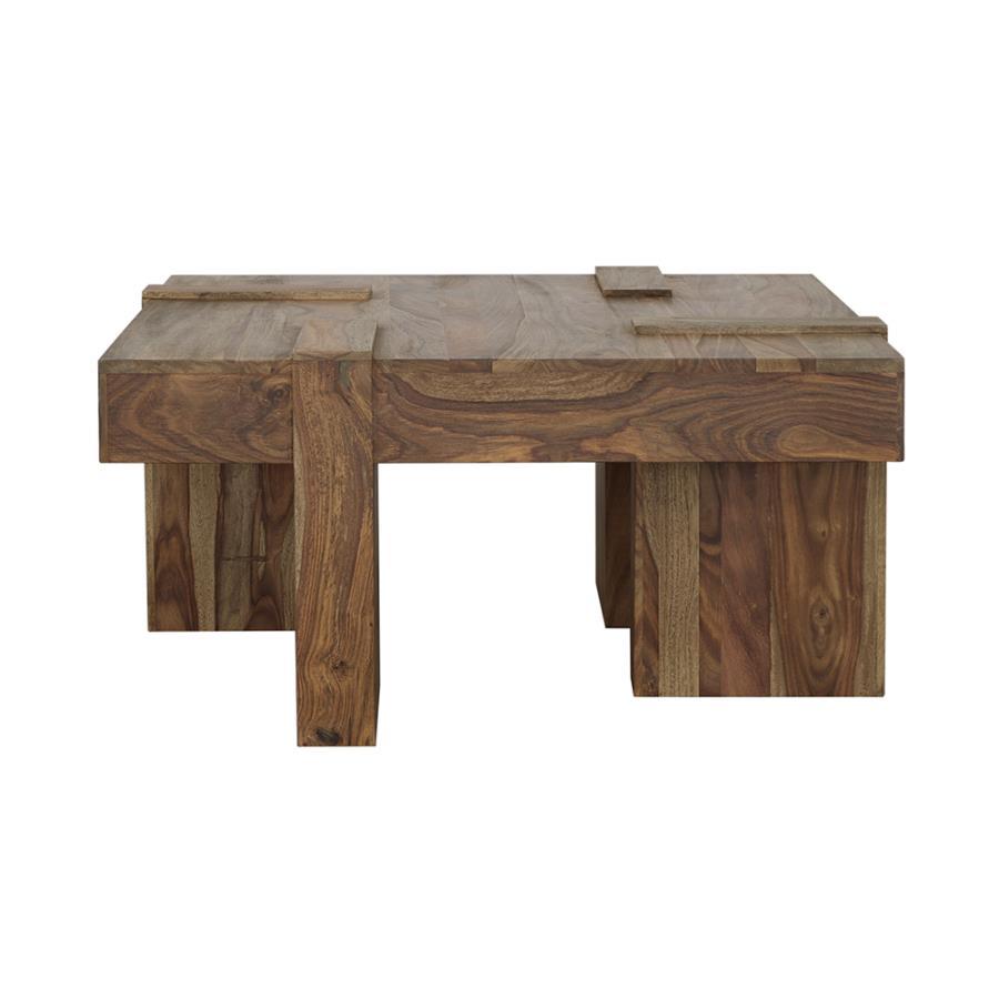 Samira - Square Solid Wood Coffee Table - Natural Sheesham CoasterEssence