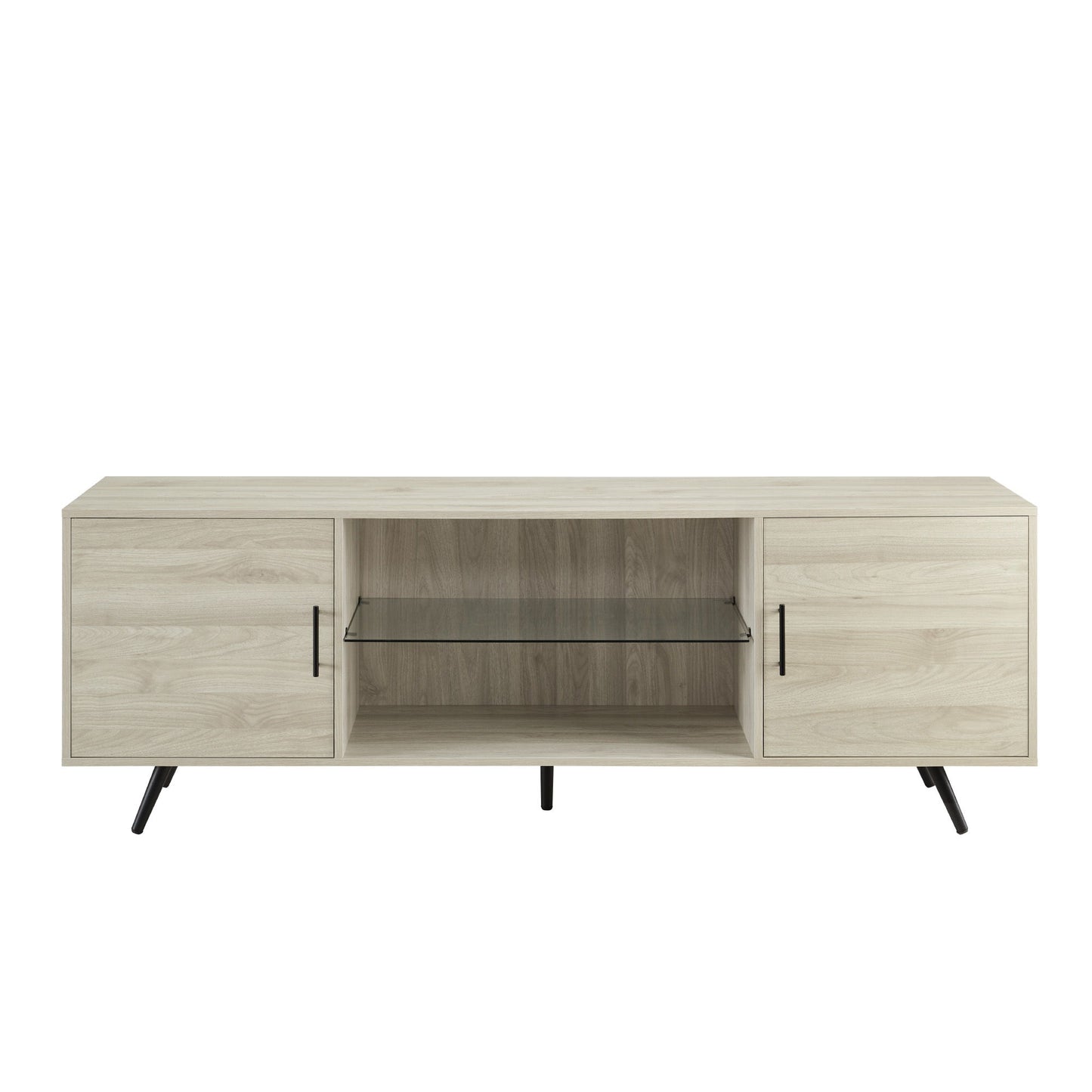 Mid-Century Modern 2 Door TV Stand With Glass Shelf Walker Edison