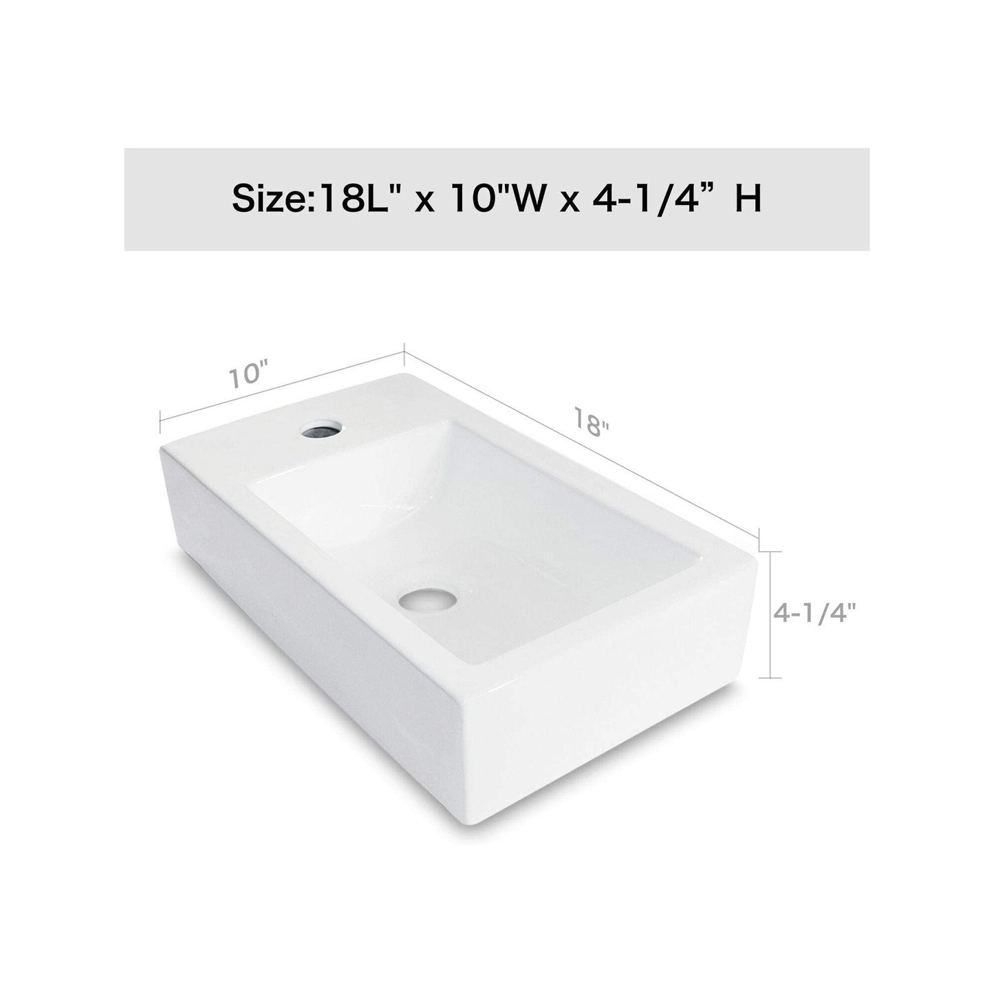 Modern Ceramic Rectangle Wall Mount Bathroom Sink With Single Faucet Hole Daily Nest
