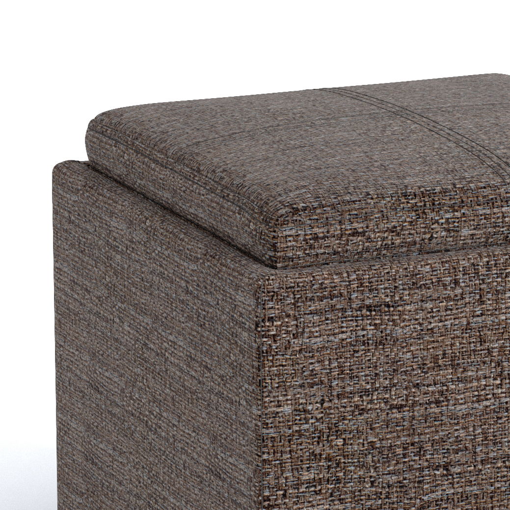 Rockwood - Upholstered Cube Storage Ottoman With Tray Simpli-Home