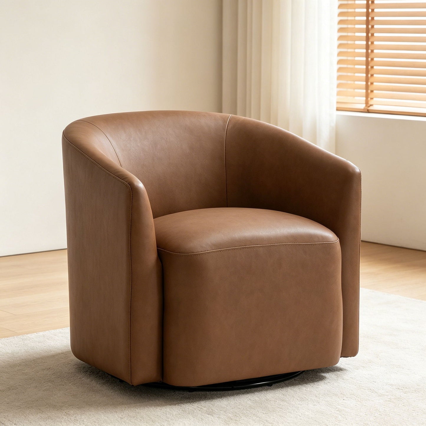Swivel Barrel Accent Chair For Living Room - Antique Brown Home Essentials