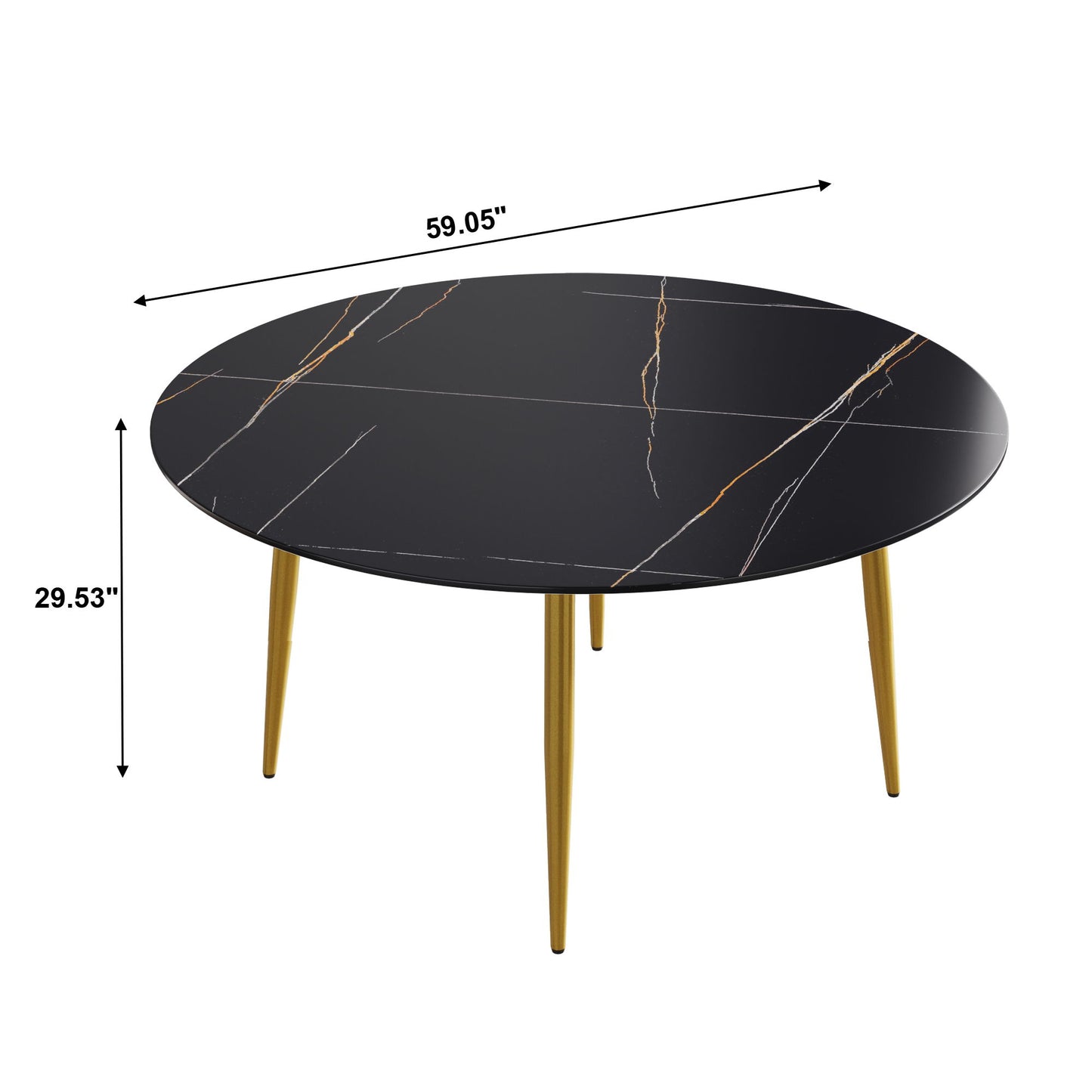 Modern Man-Made Stone Round Dining Table-Position For 6 People Home Essentials