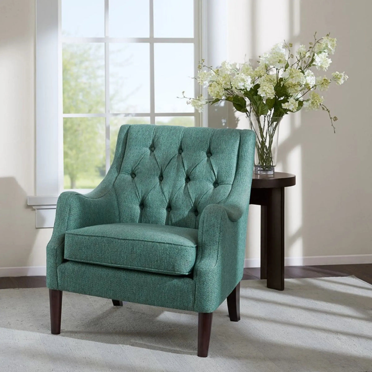 Qwen - Button Tufted Accent Chair With - Teal JLA