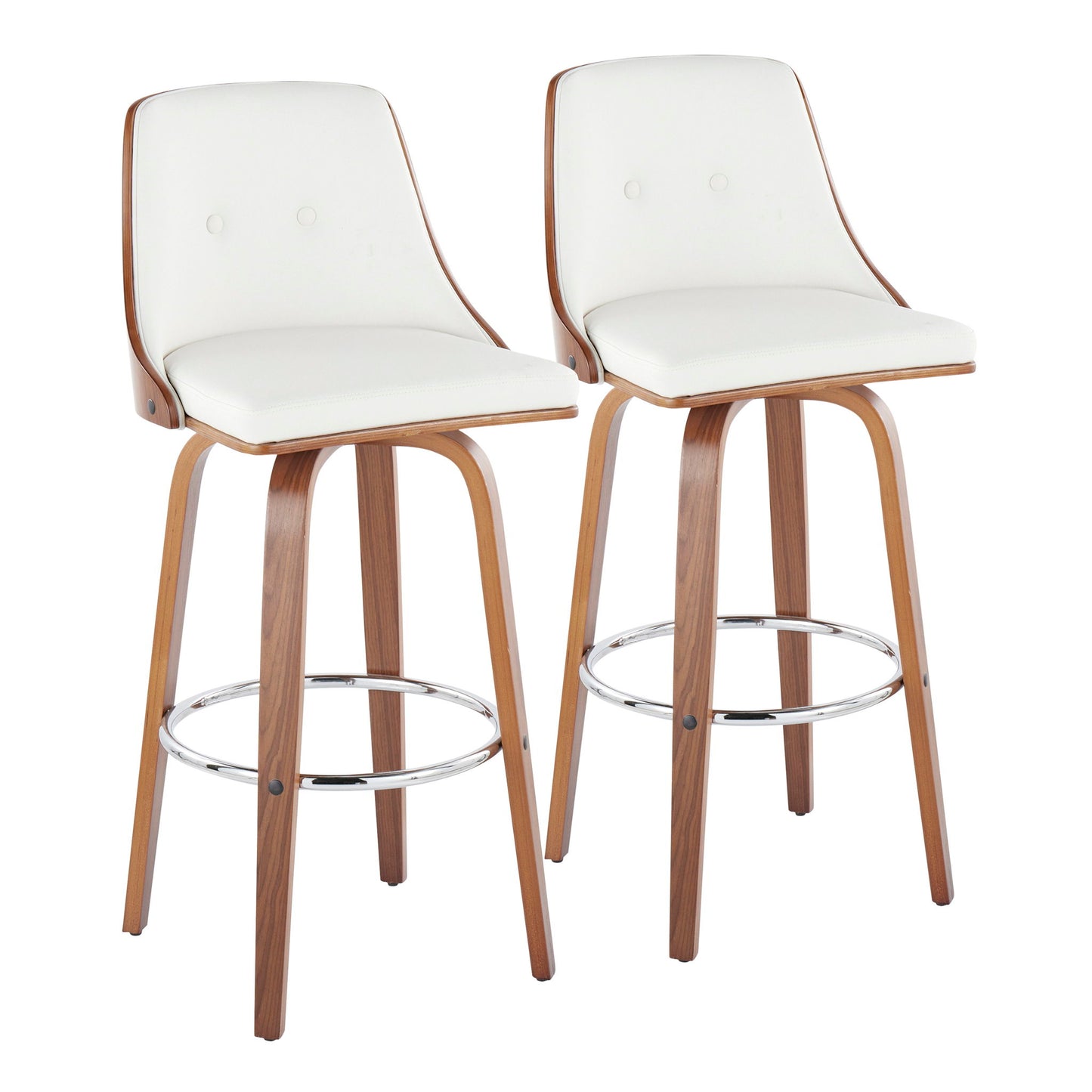 Gianna - Mid Century Modern Fixed Height Barstool With Swivel With Round Footrest (Set of 2) Lumi Source